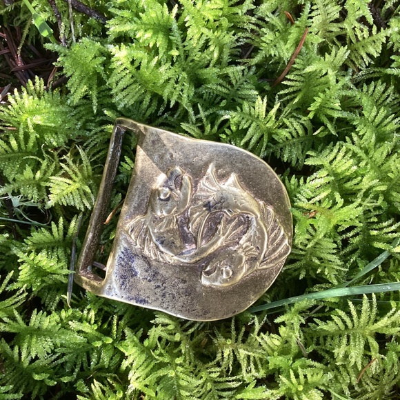 Vintage Solid Brass E Kirchner 1973 Fish Pisces Belt Buckle main image 4